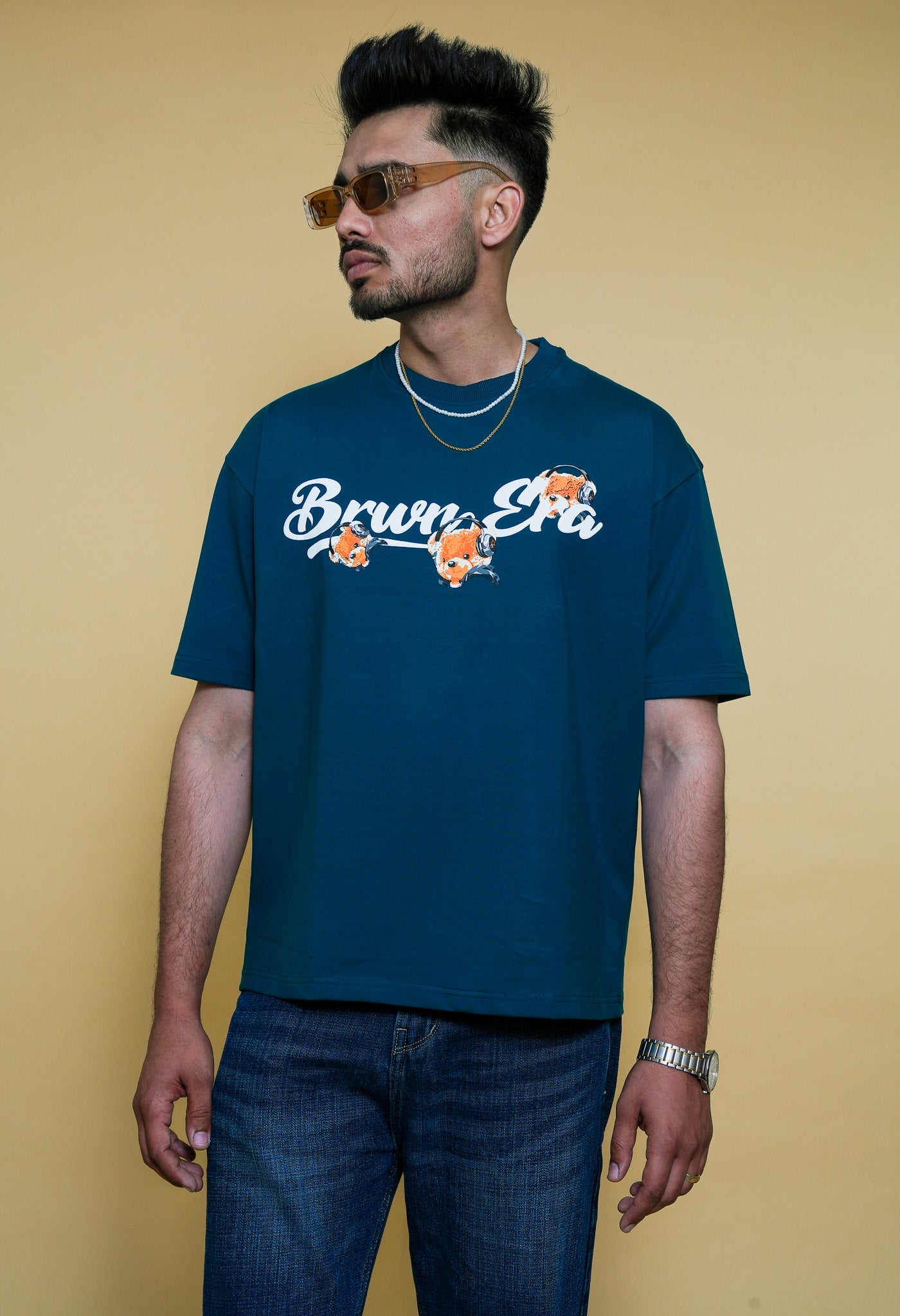 DARK CYAN TEDDY T-SHIRT