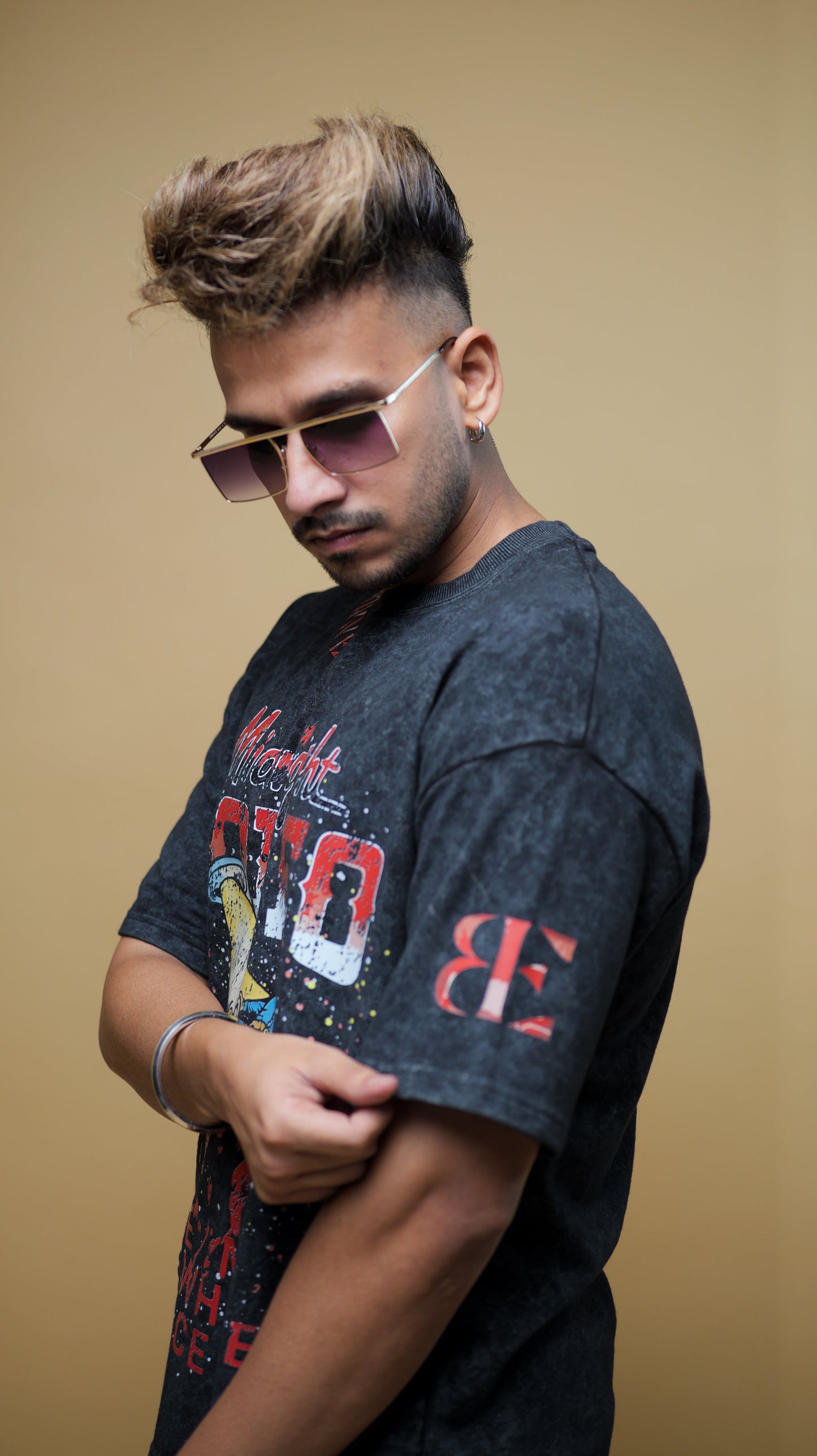 BLACK ACID WASH MIDNIGHT RIDER T-SHIRT