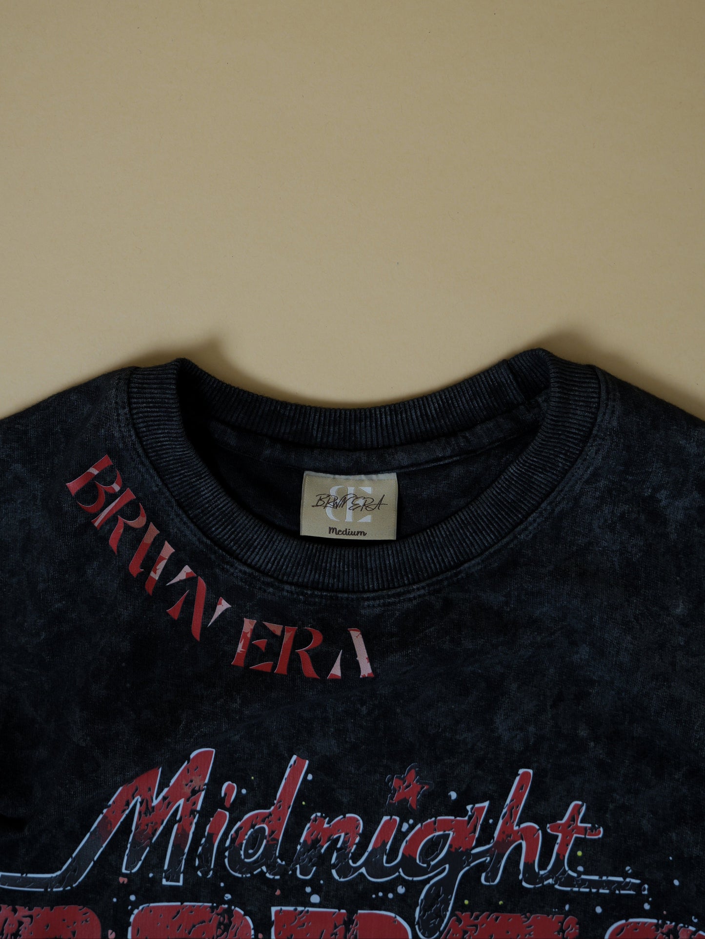 BLACK ACID WASH MIDNIGHT RIDER T-SHIRT